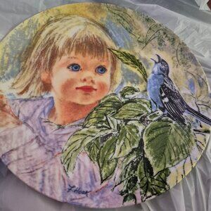 Vintage '86 Edwin Knowles China Discovery Collector’s Plate 8.5” Girl & Bluebird